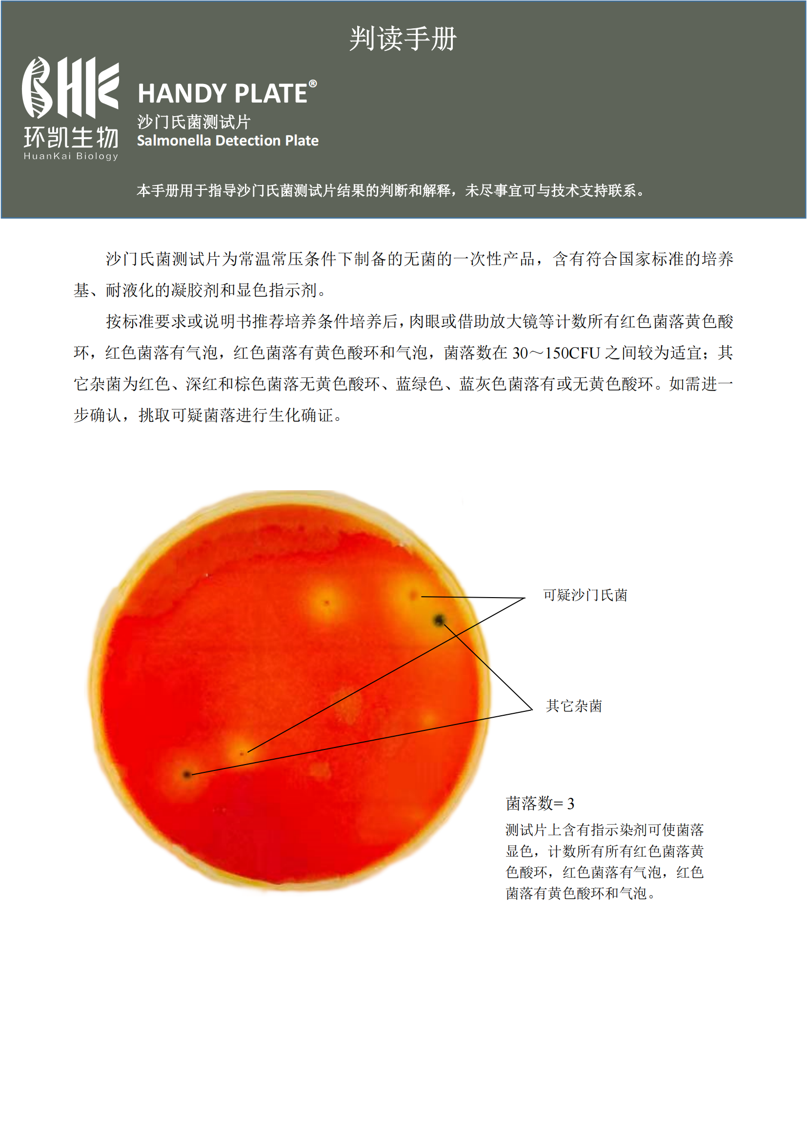 沙门氏菌测试片 判读手册